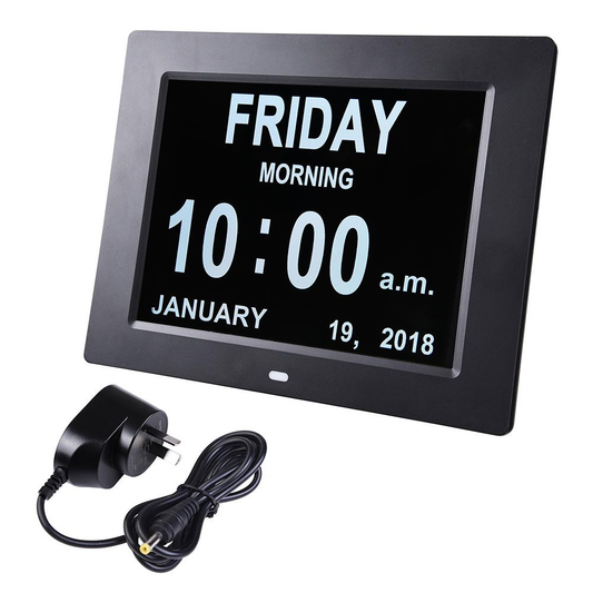 8" Digital Calendar Day Clock - for Dementia and Alzheimer’s Patients (Black) Eldertech