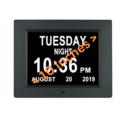 10" Digital Calendar Day Clock - for Dementia and Alzheimer’s Patients (Black) Eldertech