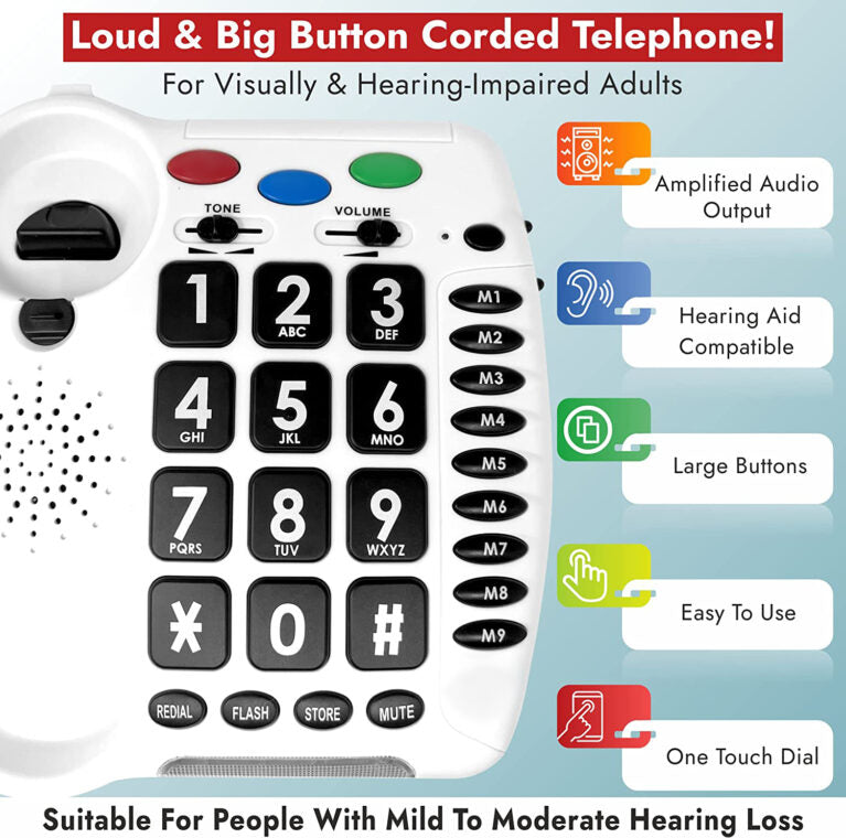 CARE100 Amplified Big Button Phone Eldertech