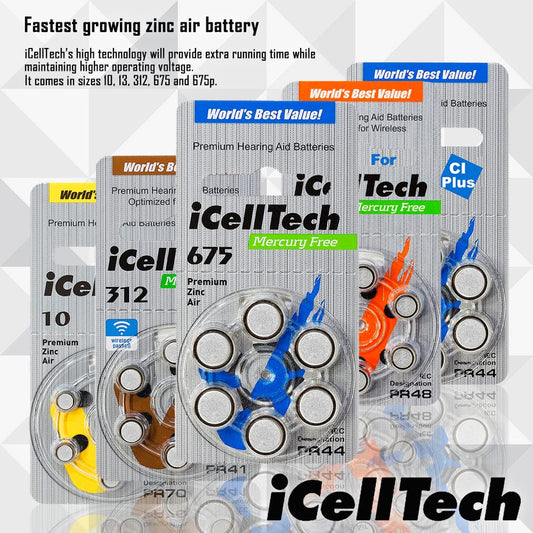 Hearing Aid Batteries (Box of 60 Batteries) Eldertech